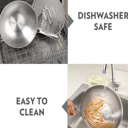 BOROSIL Cookfresh Triply Stainless Steel Induction Base Stainless Steel Wok With Lid 2.85L image 3