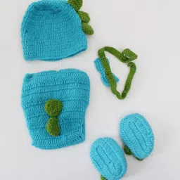 Woonie Infants 4-Pcs Blue Solid Baby Apparel Gift Set image 2