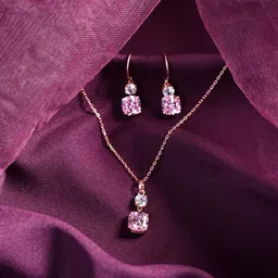 Clara 925 Sterling Silver Rose Gold-plated CZ-studded Jewellery Set image 4