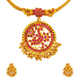 Shining Jewel - By Shivansh Gold-Plated Stone-Studded Jewellery Set image 3