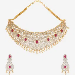 Kushal's Fashion Jewellery Rhodium-Plated Cubic Zirconia Studded Jewellery Set image 5
