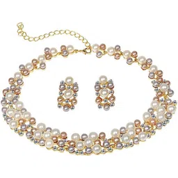 DIVASTRI Gold-Plated Artificial Stone-Studded & Beaded Jewellery Set image 2