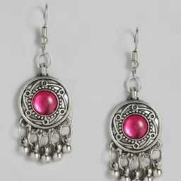 Sangria Silver-Toned Pink & Orange Enamelled Jewellery Set image 3