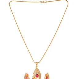 Saraf RS Jewellery Gold-Plated Red Ruby Studded Jewellery Set image 3