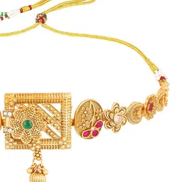 aadita Gold-Plated Green & Red Stone-Studded Jewellery Set image 2