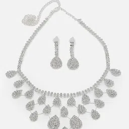 SOHI Silver-Plated & AD-Studded Necklace & Earrings image 2