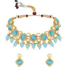 ASMITTA JEWELLERY Gold-Plated Kundan-Studded & Beaded Necklace and Earrings image 2