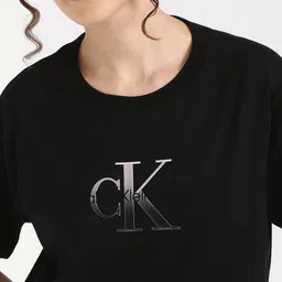 Calvin Klein Jeans Women Typography Printed Round Neck Cotton Relaxed Fit T-shirt image 2