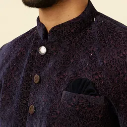 Manyavar Mandarin Collar Embroidered Sherwani Set image 3