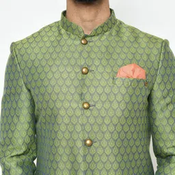 KISAH Men Ethnic Motifs Jacquard Sherwani with Churidar Set image 3