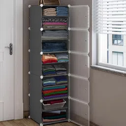 sasimo 5-Door 10-Shelf Plastic kids Collapsible Cupboard PC Collapsible Wardrobe-picture-10