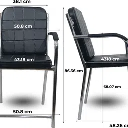 my cubicles Premium Office Visitor Chair | Comfortable & Durable Visitor Chairs for Office Leatherette Office Adjustable Arm Chair image 2