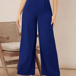 kotty Women Regular Fit Dark Blue Viscose Rayon Trousers-picture-24