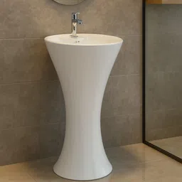 cara mark wash basin standing| Ceramic Pedestal Wash Basin|Glossy White Pedestal Basin-picture-10