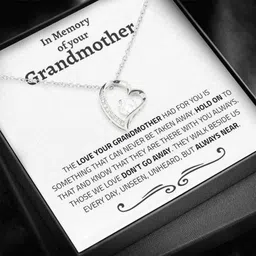 rakva Grandma Condolence Necklace Gift, In Memory Of Your Grandmother Zircon Silver Pendant Set-picture-18