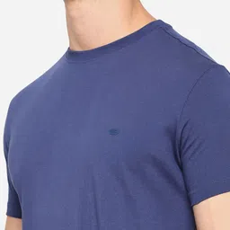 JADE BLUE Men Blue Raw Edge Slim Fit T-shirt image 5