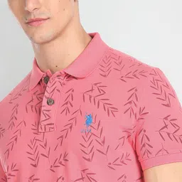U.S. Polo Assn. Denim Co. Pure Cotton Slim Fit Floral Print Polo Collar T-shirt image 2