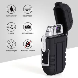 TrustShip Beautiful And Gifting Purpose For Cigarette Lovers Mini Pocket Size Lighter | No Flame | No Gas | No Smell ™Latest Brand New Waterproof Double Arc Plasma Lighter | Flameless And Windproof Lighter Cigarette Lighter-picture-12