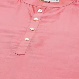 KISAH Men Peach Solid Straight Kurta with Dhoti Pants image 5