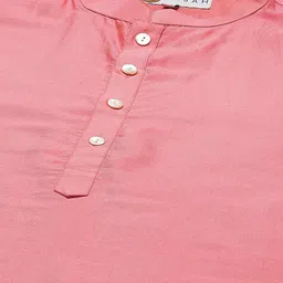 KISAH Men Pink Solid Kurta with Dhoti Pant image 3