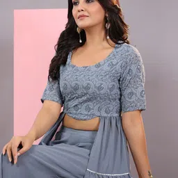 Juniper Women Ethnic Motifs Embroidered Regular Thread Work Kurta with Palazzos image 3