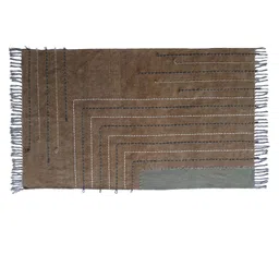 Art Avenue Brown & Blue Embroidered Cotton Rectangular Carpet image 2