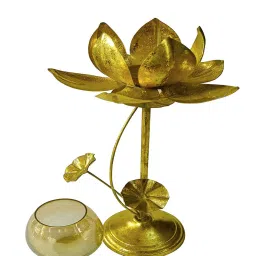 kreative arts Antique Iron T- Light Holder (Gold) image 3