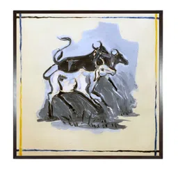 INDIAN CLASSIC ART White & Blue Indian Folk Wall Art image 2