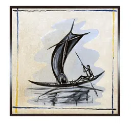 INDIAN CLASSIC ART White & Blue Indian Folk Wall Art image 2