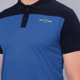 Technosport Men Colourblocked Polo Collar Antimicrobial Tshirt image 3