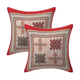 Texstylers 6-Pcs Red & Black Ethnic Motif Printed Cotton Diwan Set image 5