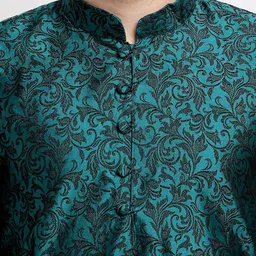 Jompers Men Green & Black Kurta with Pyjamas image 2