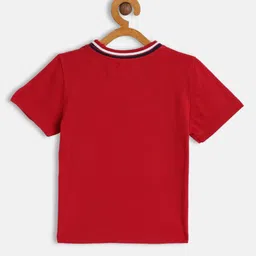 U.S. Polo Assn. Kids Boys Red Printed Pure Cotton T-shirt image 2