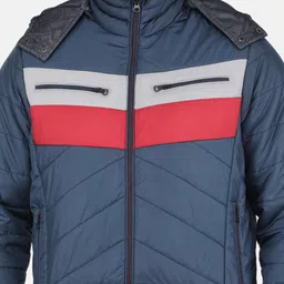 Monte Carlo Men Navy Blue Colourblocked Hooded Bomber Jacket image 3