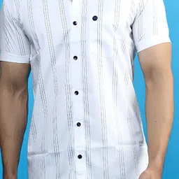 INDIAN THREADS India Slim Slim Fit Striped Printed Cotton Casual Shirt image 5