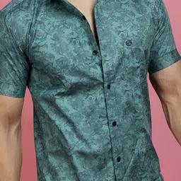 INDIAN THREADS India Slim Floral Printed Spread Collar Slim Fit Cotton Casual Shirt image 2