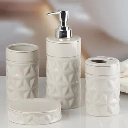Kookee Grey 4 Pieces Ceramic Bath Accessories Set image 2