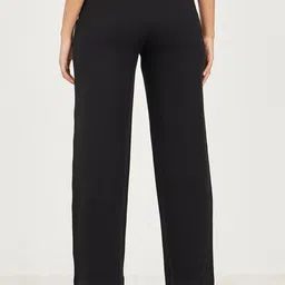 Styli Women Black Cotton Straight-Fit Sports Track Pants image 3