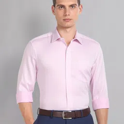 AD By Arvind Slim Fit Micro Ditsy Self Design Spread Collar Pure Cotton Formal Shirt image 4
