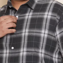 John Pride Plus Size Tartan Checks Checked Pure Cotton Casual Shirt image 3