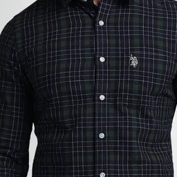U.S. Polo Assn. Denim Co. Slim Fit Checked Spread Collar Casual Shirt image 2