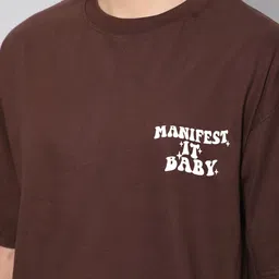 Besick Men Typography Printed Drop Shoulder Sleeves Oversized T-shirt image 3