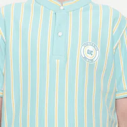 Octave Boys Striped Mandarin Collar Pockets T-shirt image 5