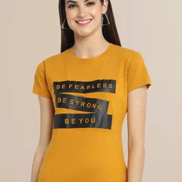 Fabflee Pack Of 3 Women Typography Printed Cotton T-shirt image 3