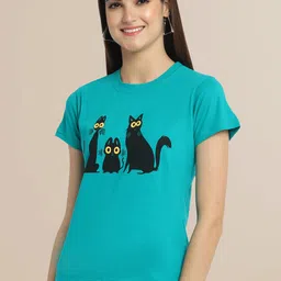 Fabflee Pack Of 3 Women  Typography Printed Cotton T-shirt image 2