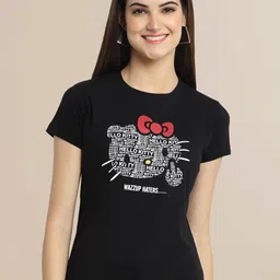 Fabflee Pack Of 3 Women Typography Printed Cotton T-shirts image 2