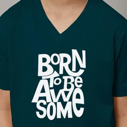 Friskers Boys Typography Printed V-Neck Skin Friendly Bio-Wash Pure Cotton T-Shirt image 2