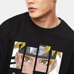 Crazymonk Naruto Uzumaki Anime Printed Drop-Shoulder Sleeves Cotton Oversized T-shirt image 2
