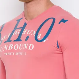 Being Human Men Coral Pink Printed T-shirt image 2