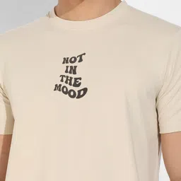 Campus Sutra Beige Graphic Printed Cotton Casual T-shirt image 2